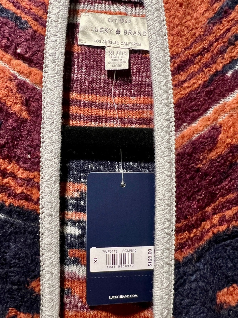 Lucky Brand Aztec Open Front Drape Cardigan NWT - Picture 4 of 7
